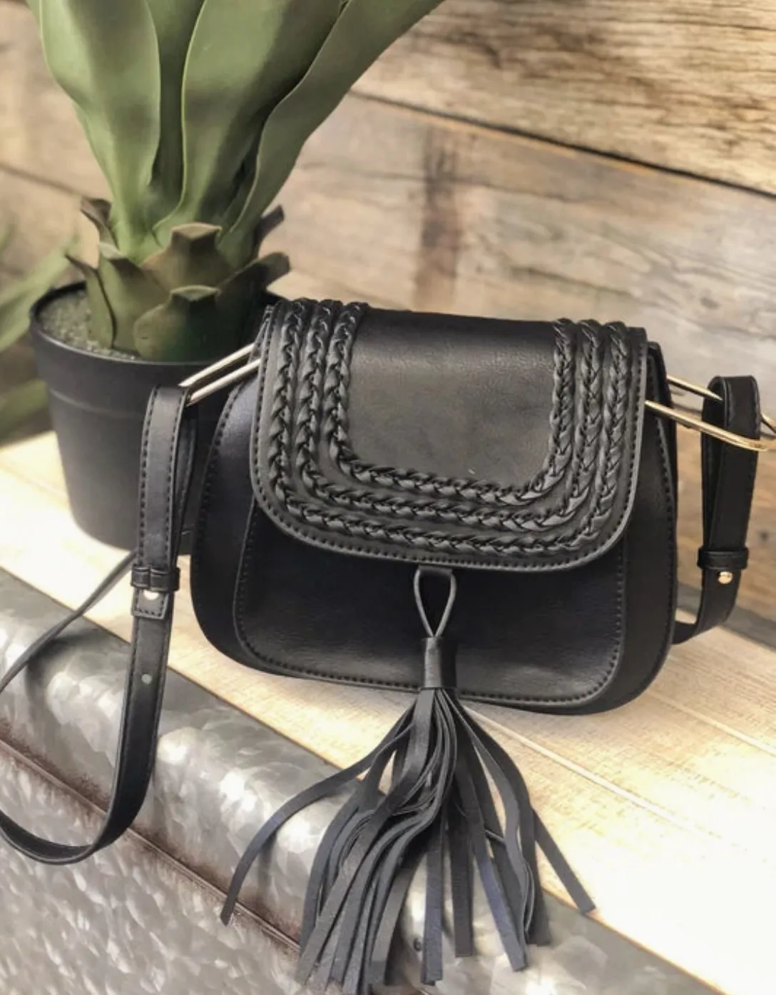 Braided Tassel Crossbody Bag