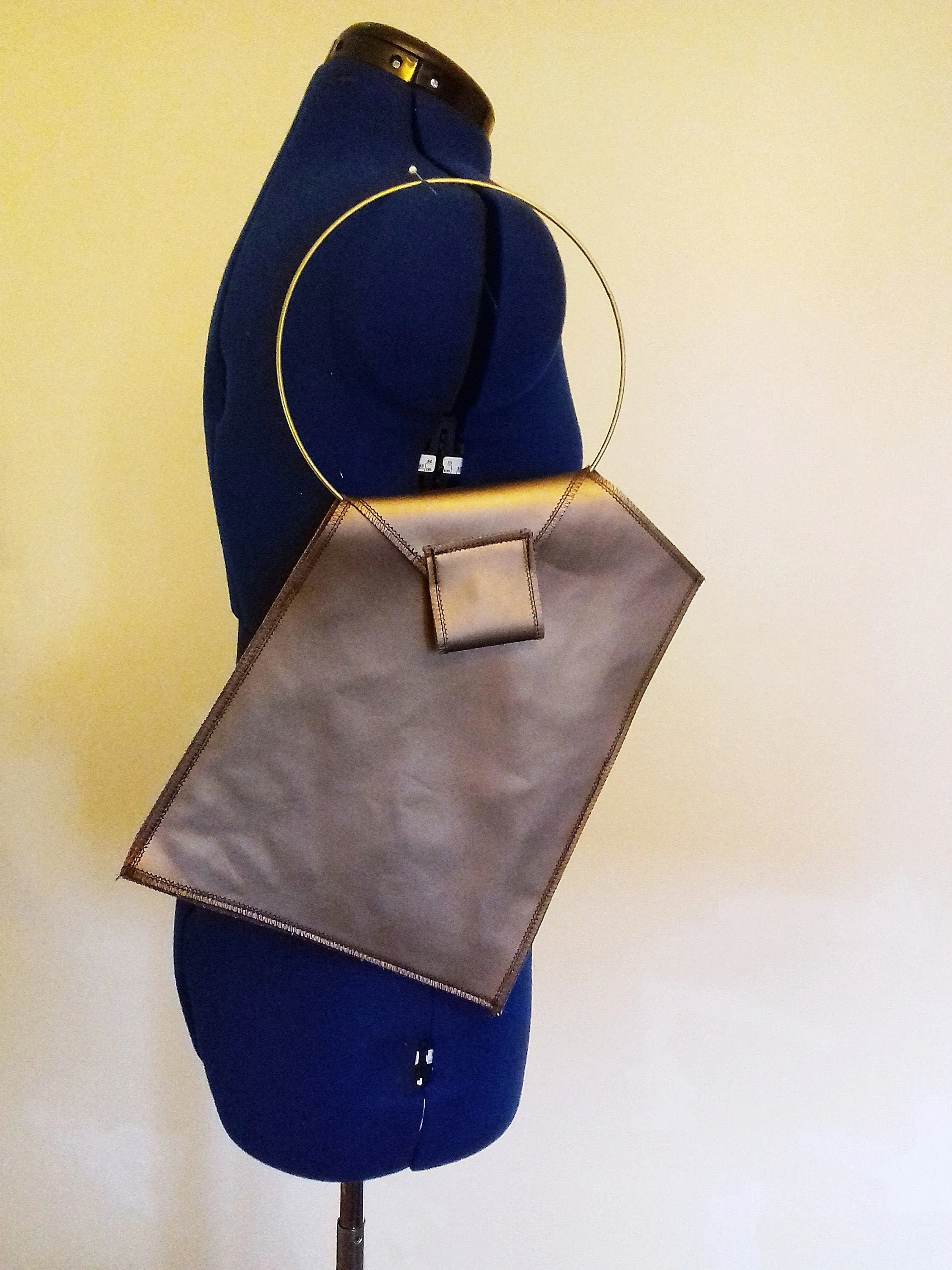 Bronze Faux Leather Asymmetric Shoulder Bag