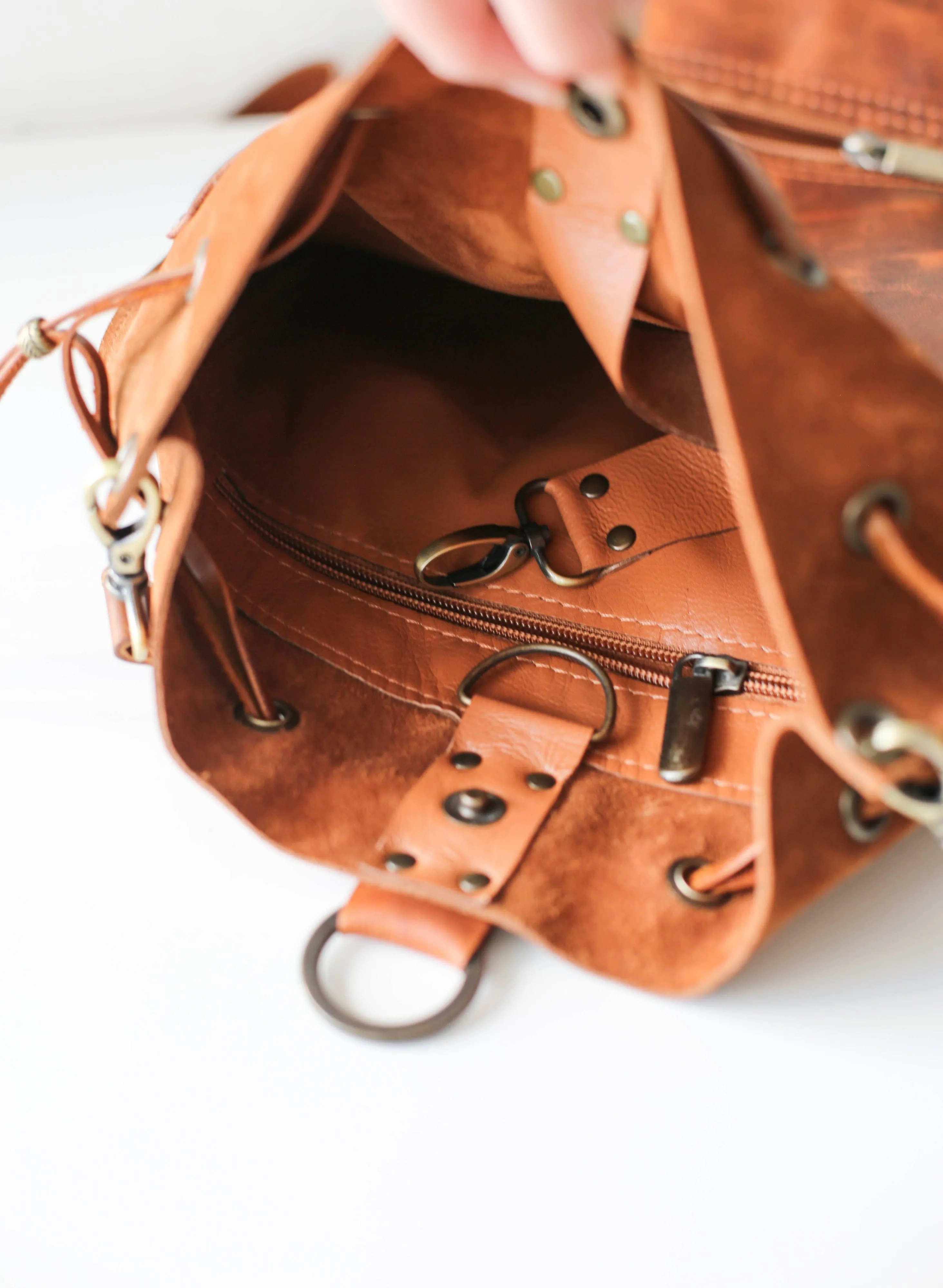 Brown Leather Backpack Purse