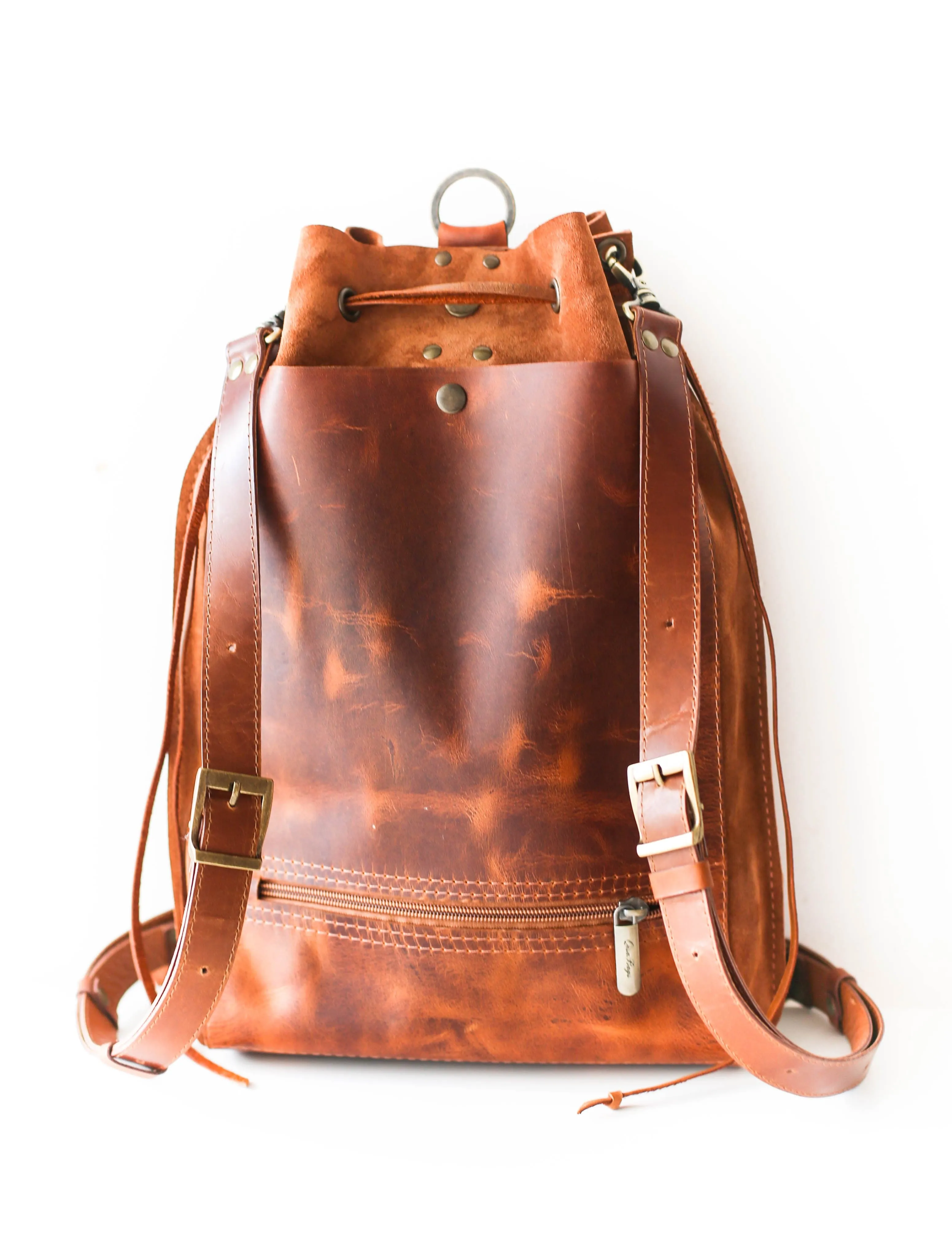 Brown Leather Backpack Purse