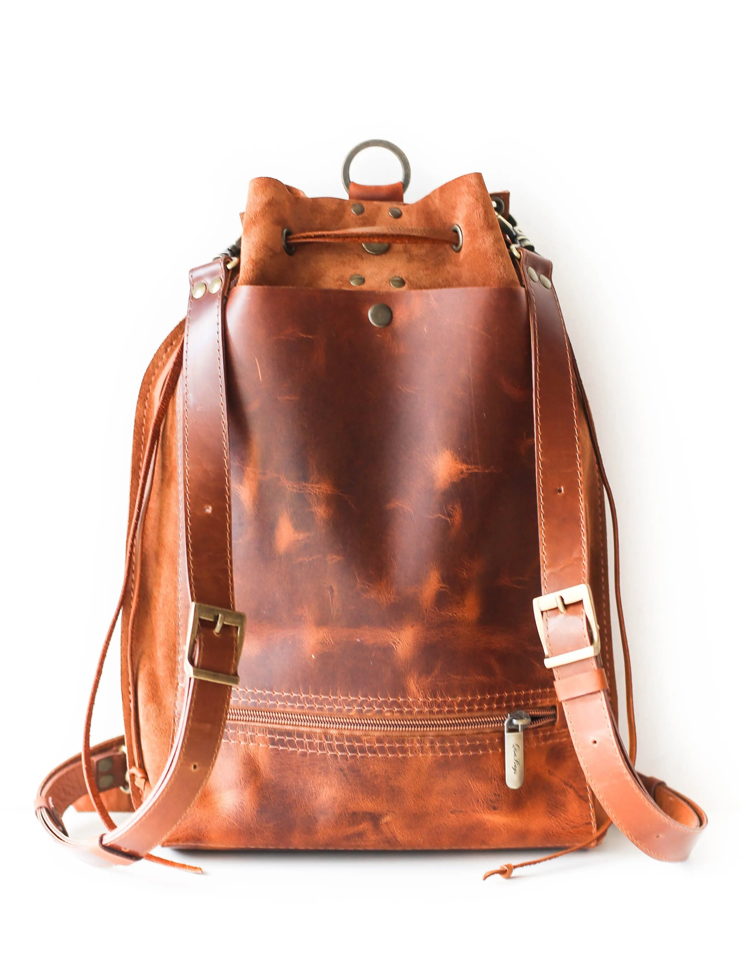 Brown Leather Backpack Purse