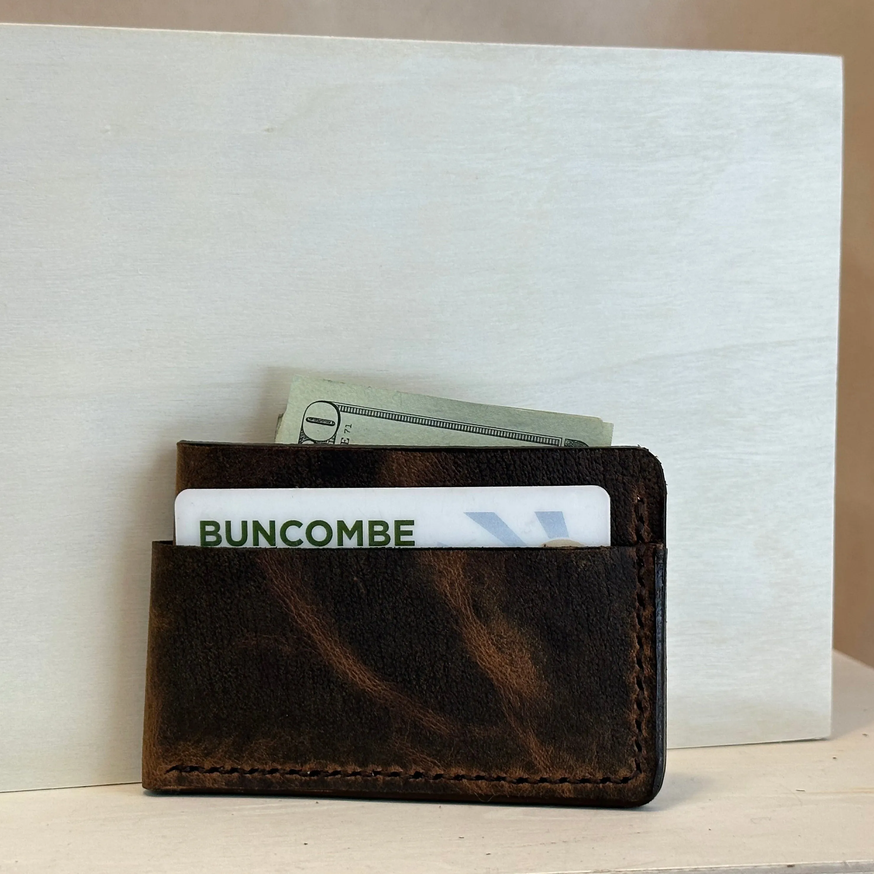 Brown Pull Up Horizontal Leather Card Wallet