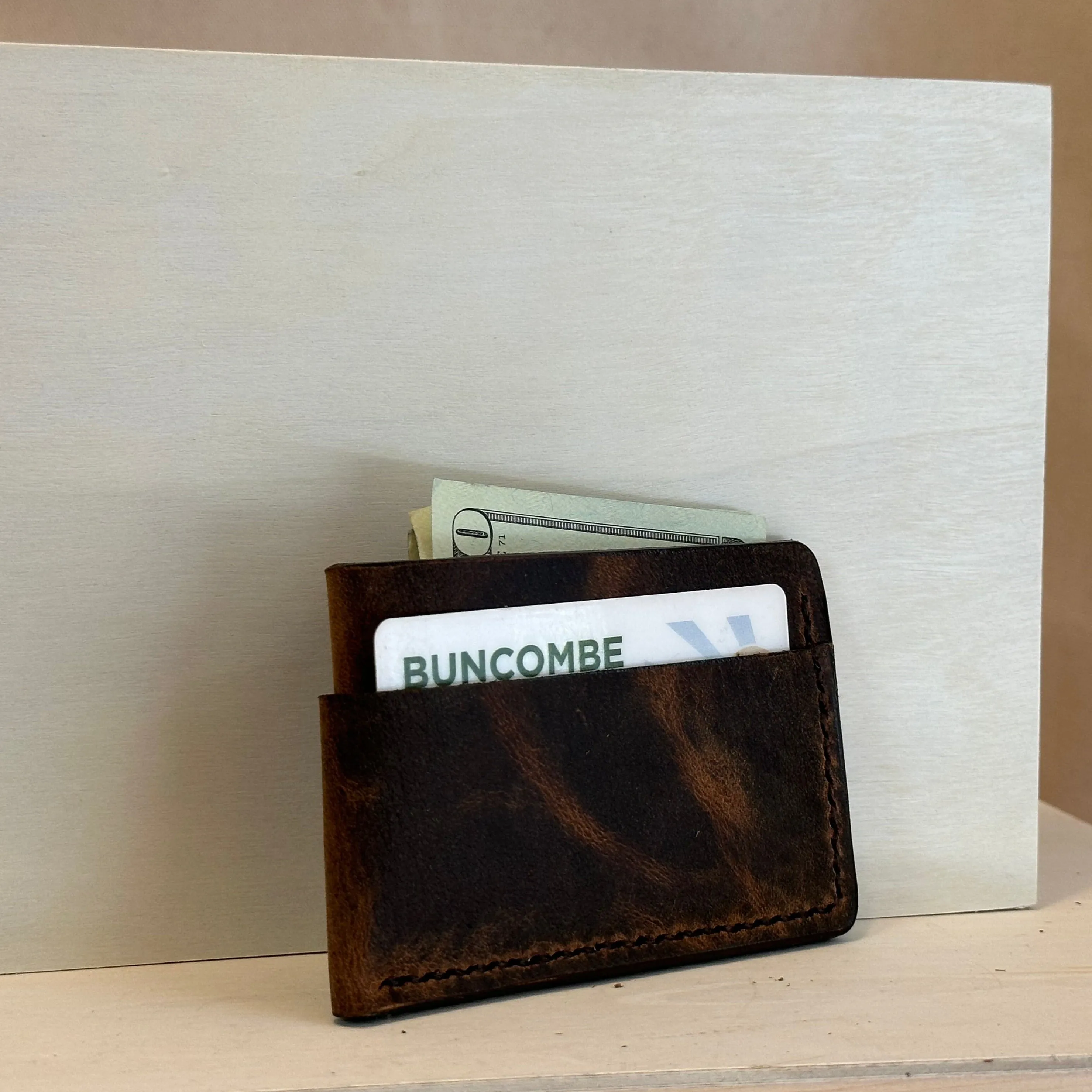 Brown Pull Up Horizontal Leather Card Wallet