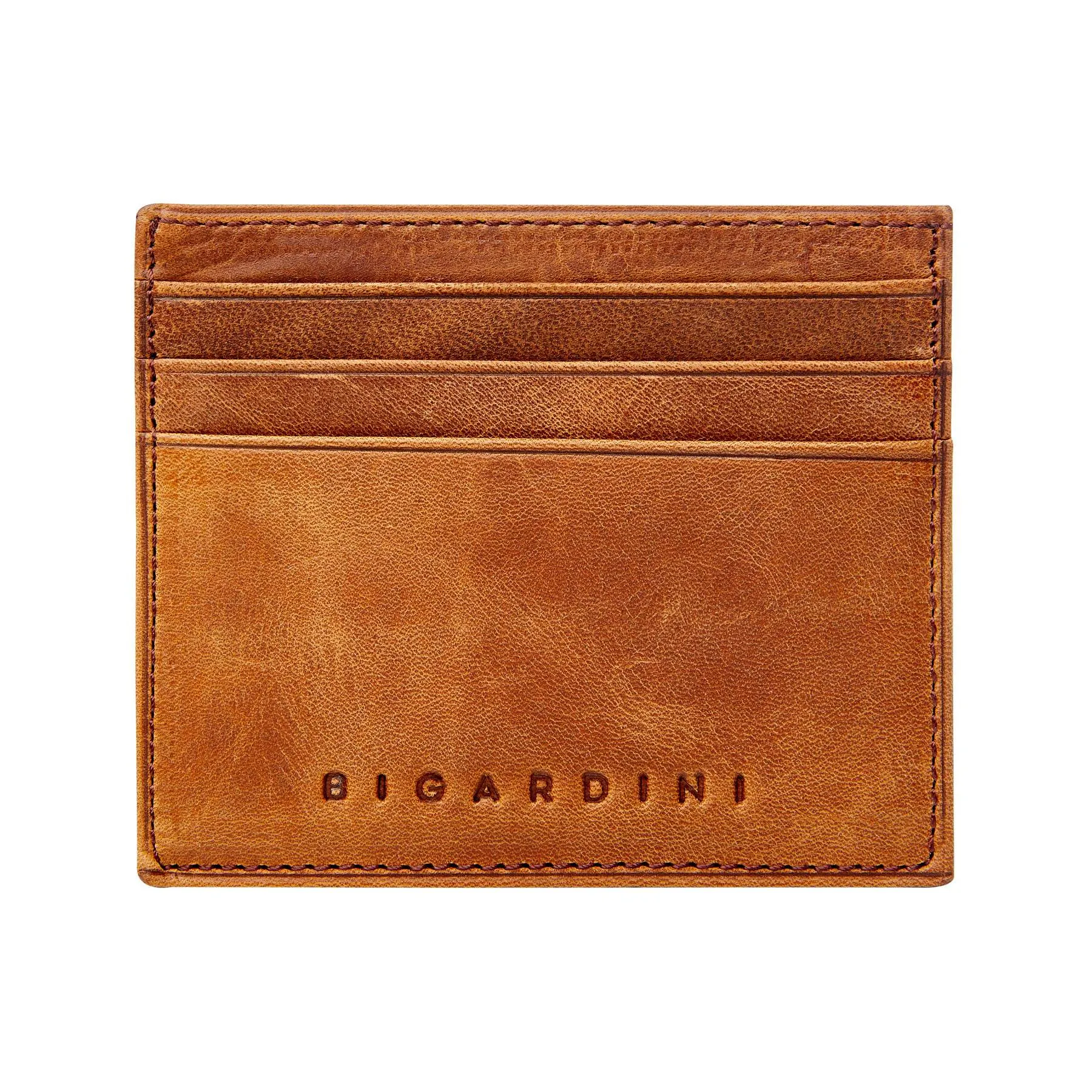 Brown Unisex Vintage Leather Card Holder