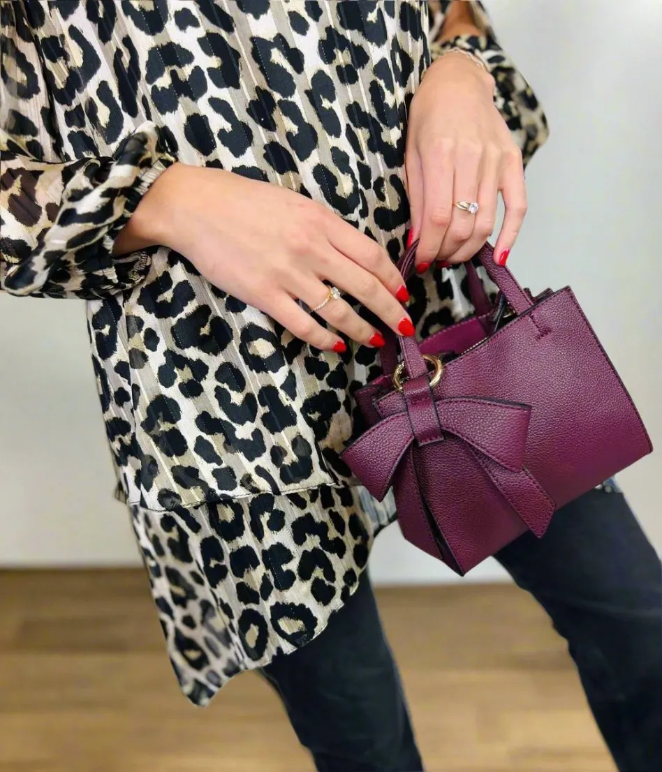 Burgundy Bow Detail Small Bag