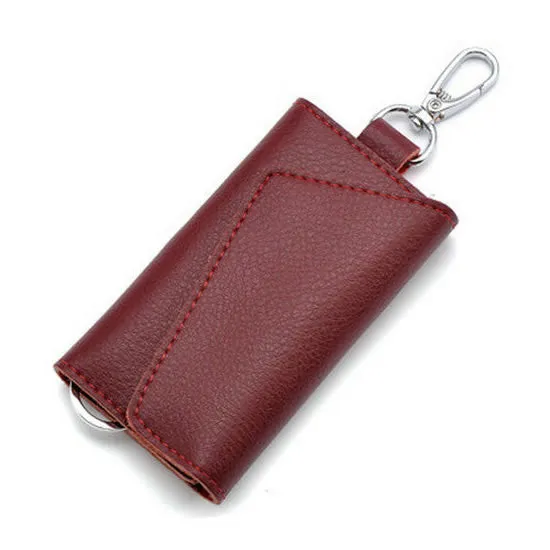 Business Card Holder Wallet 100% Genuine Leather Key Bag Unisex Solid Organizer Bag Men's Wallet Car Housekeeper Wallet QB67