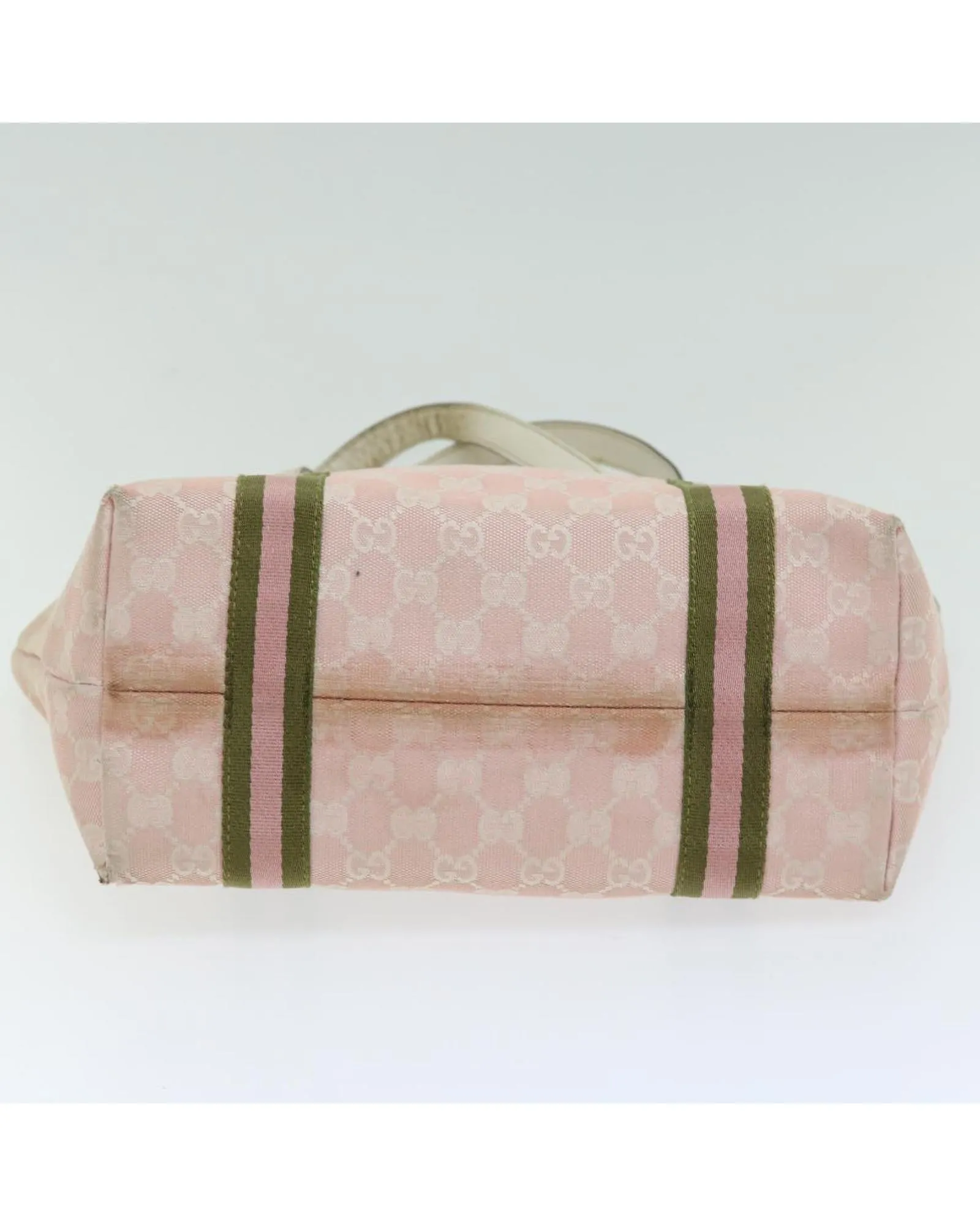 Canvas Hand Bag with Sherry Line Pattern and Pink Accents