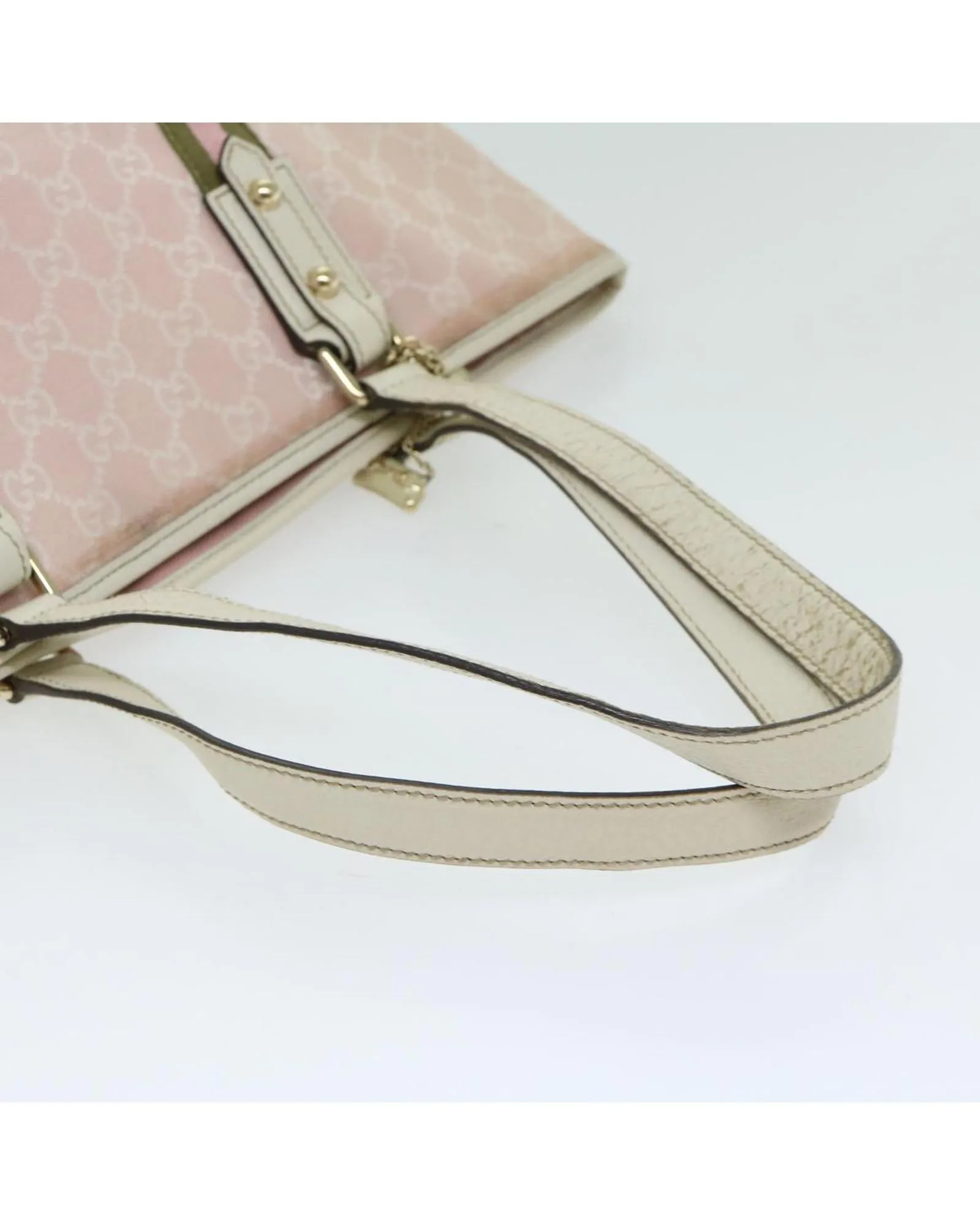 Canvas Hand Bag with Sherry Line Pattern and Pink Accents