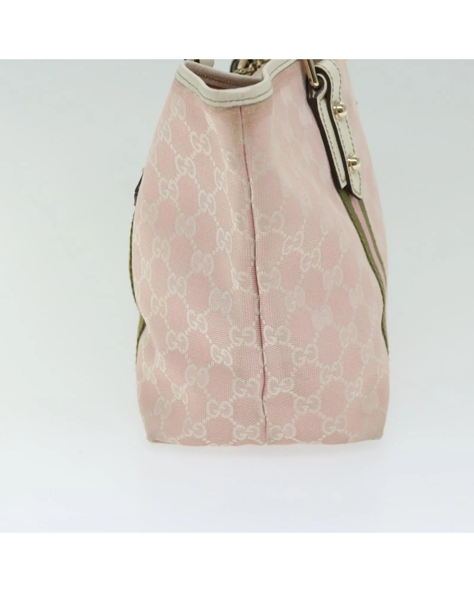 Canvas Hand Bag with Sherry Line Pattern and Pink Accents