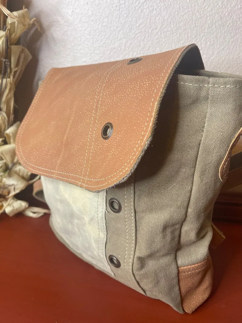 Canvas Suede Crossbody Shoulder Bag