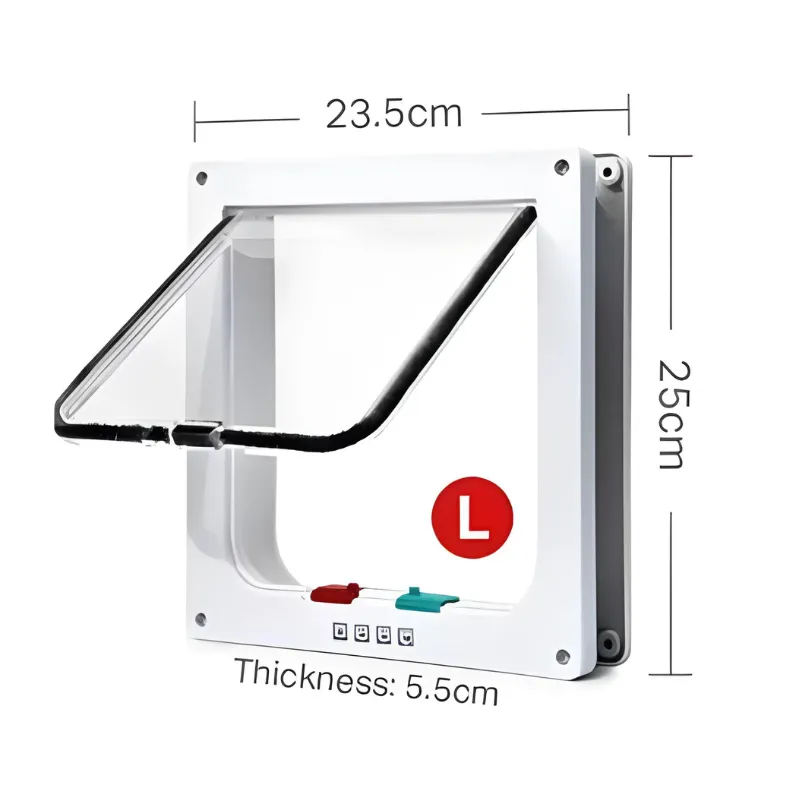 Cat Flap Door 4 Way Lockable Cat Kitten Security Gate ABS Plastic S/M/L Pet Supplies