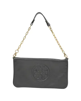 Chain Linked Shoulder Bag in Black Leather by Tory Burch