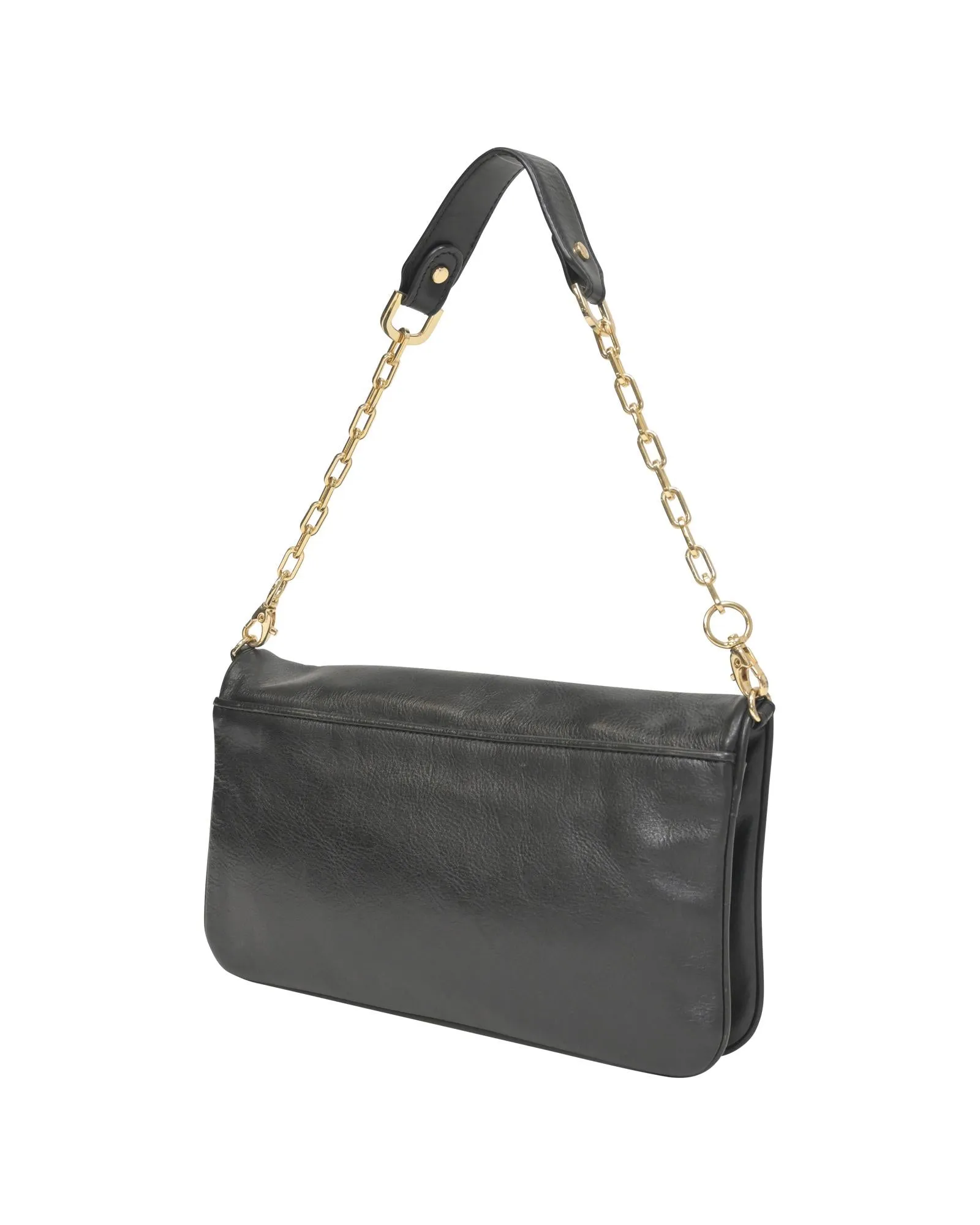 Chain Linked Shoulder Bag in Black Leather by Tory Burch