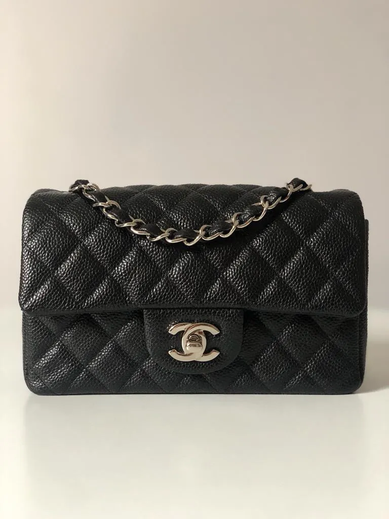 Chanel Caviar Black Quilted Classic Flap Mini SHW