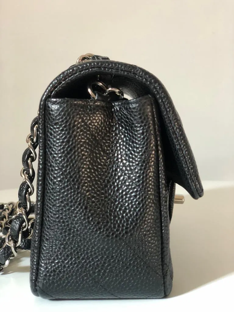 Chanel Caviar Black Quilted Classic Flap Mini SHW