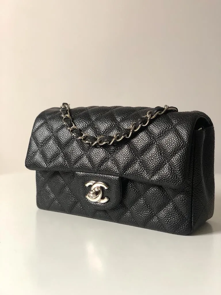 Chanel Caviar Black Quilted Classic Flap Mini SHW