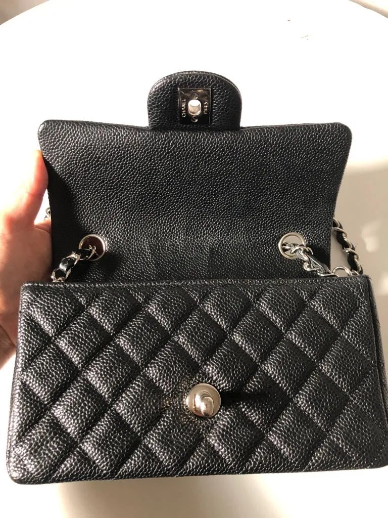 Chanel Caviar Black Quilted Classic Flap Mini SHW