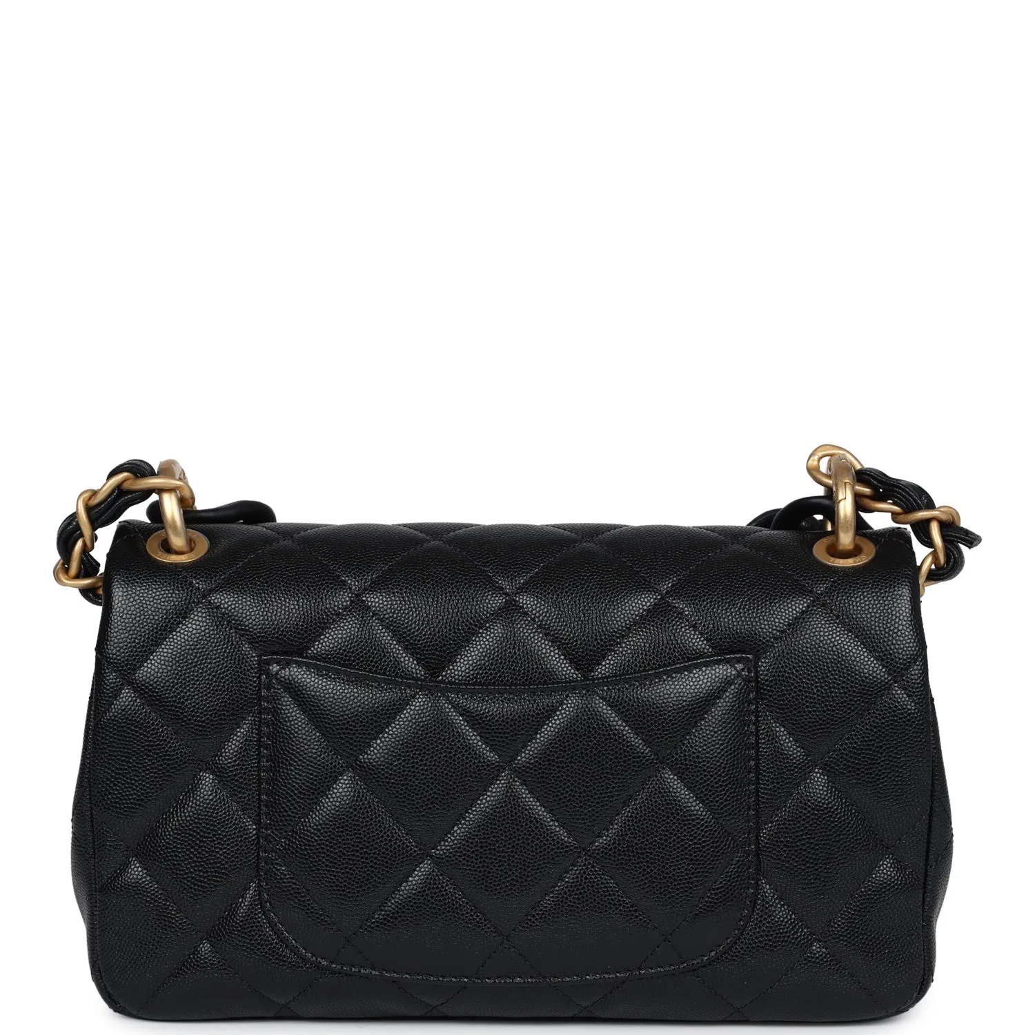 Chanel Medium Top Handle Flap Black Caviar Brushed Gold Hardware