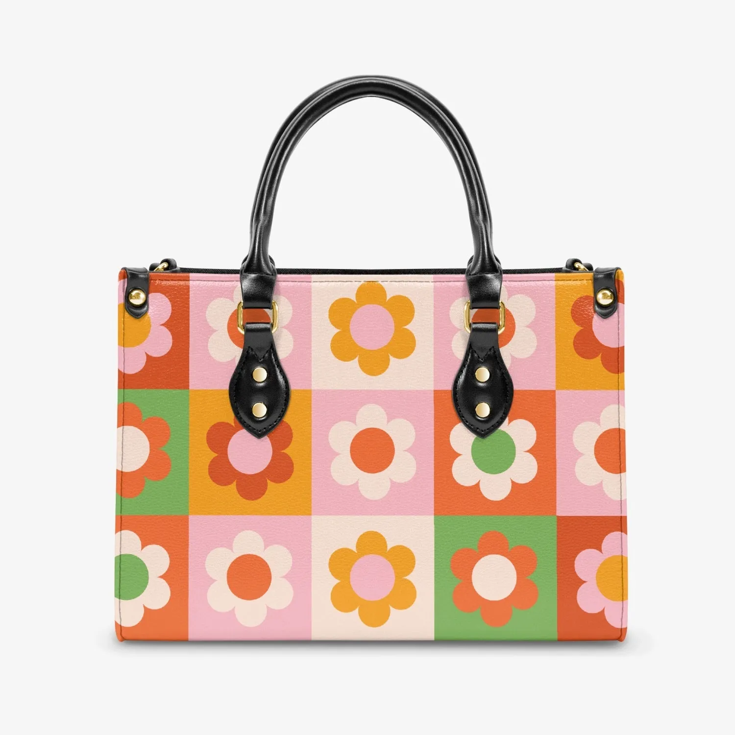 Checker Board flower Tote Bag