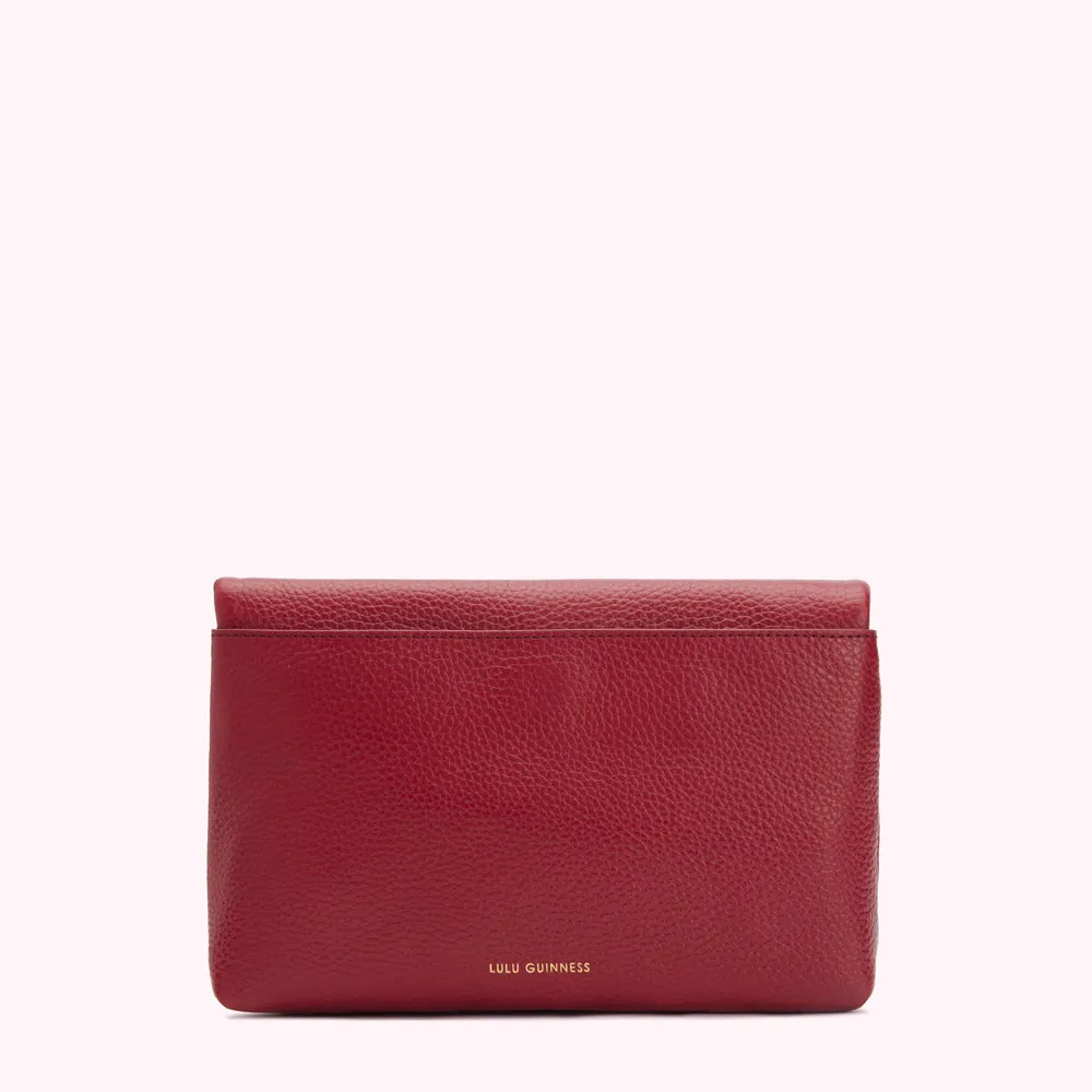 CHINA RED LEATHER ISSY CLUTCH