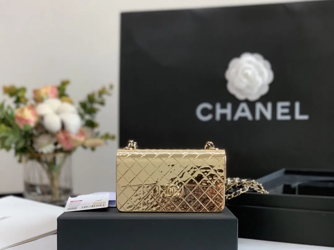 CHL Evening Flap Small Gold Bag For Women 12cm/4.5in