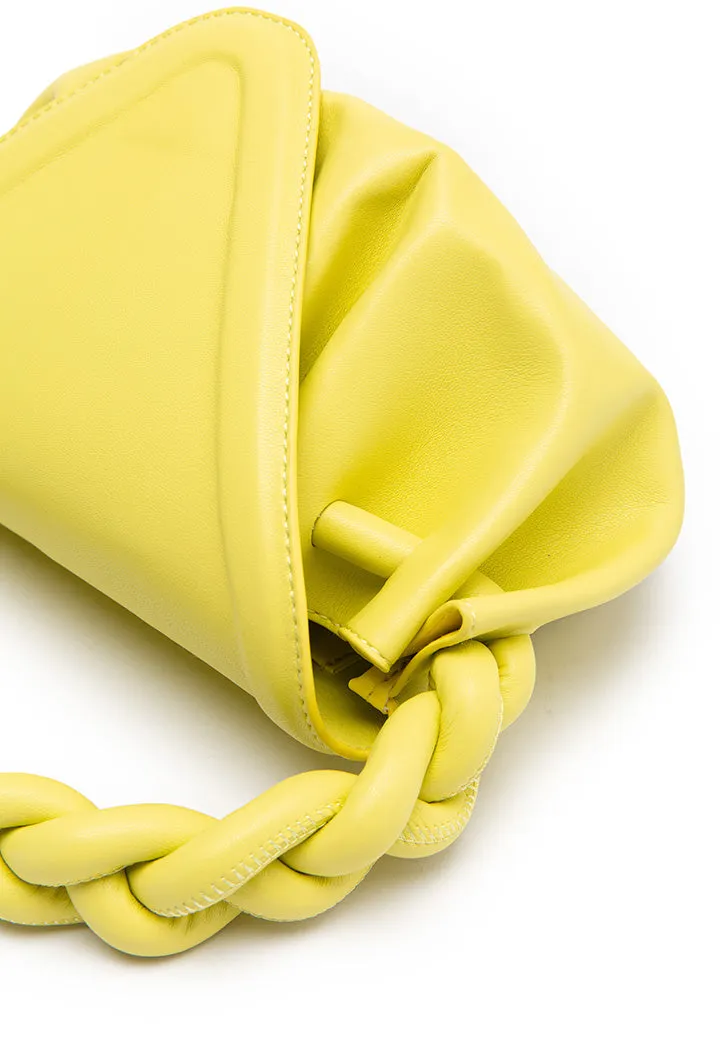 Choice Flap Top Ruched Handbag Lime