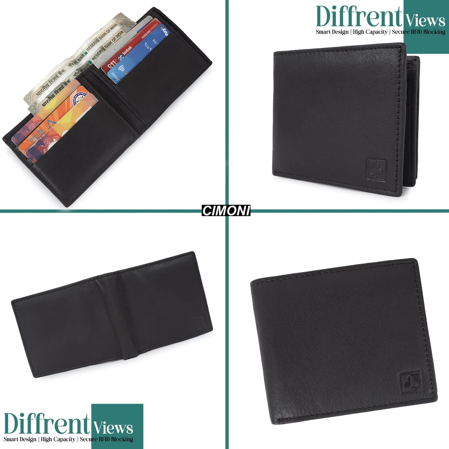 CIMONI Genuine Leather Stylish Classy Casual Formal Ultra Slim Multiple Credit Cards Slot Wallet for Men