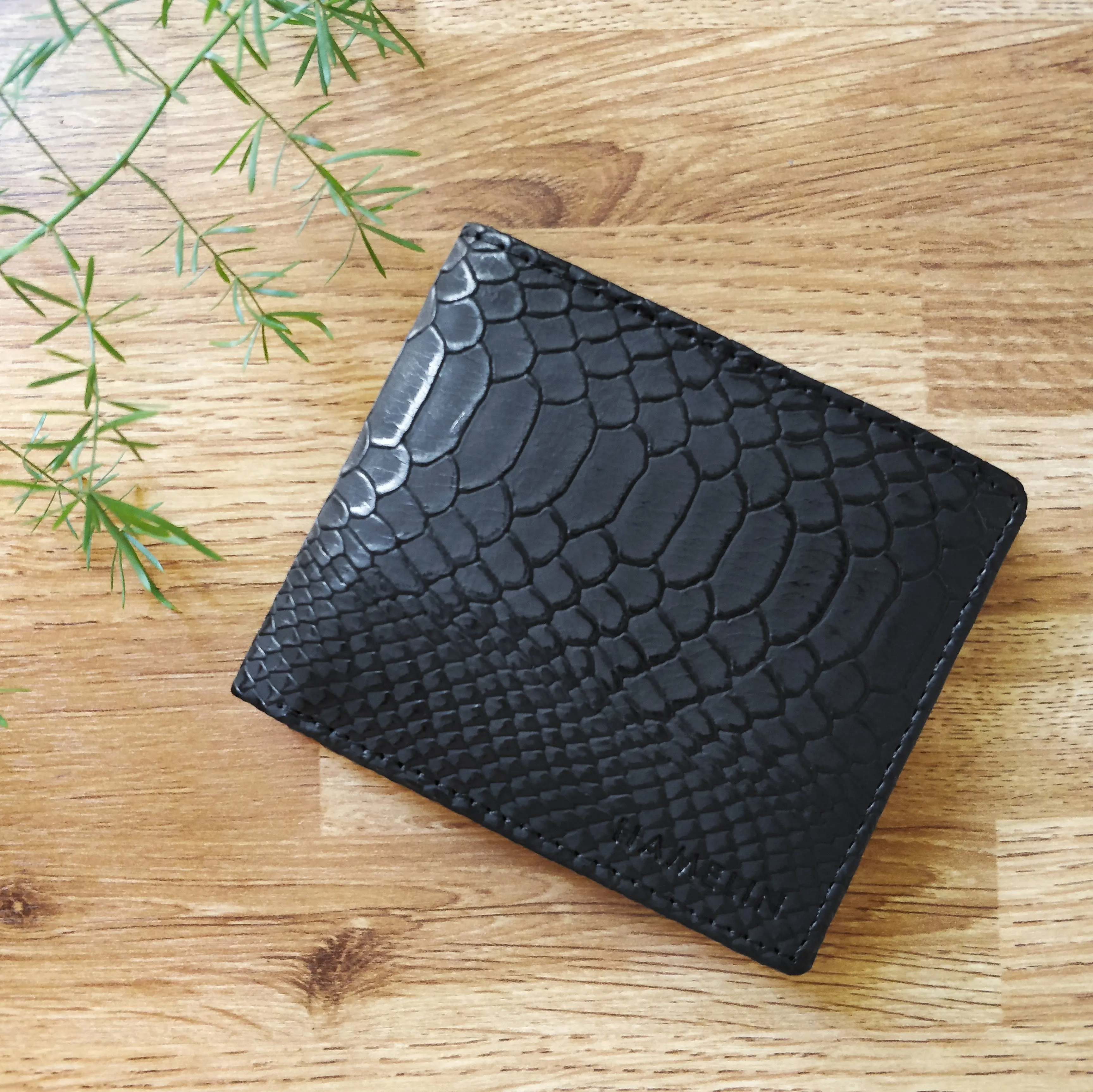 Classic RFID Vegan Wallet for Men (Black Croc) Sample Sale