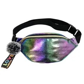 Cool Sequins Printing Waist Bag For Woman  Fashion  Girls Shoulder Belt Bags Kids Waist Packs Glitter Phone Pouch