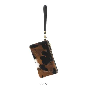 Cow Print Wristlet Pouch