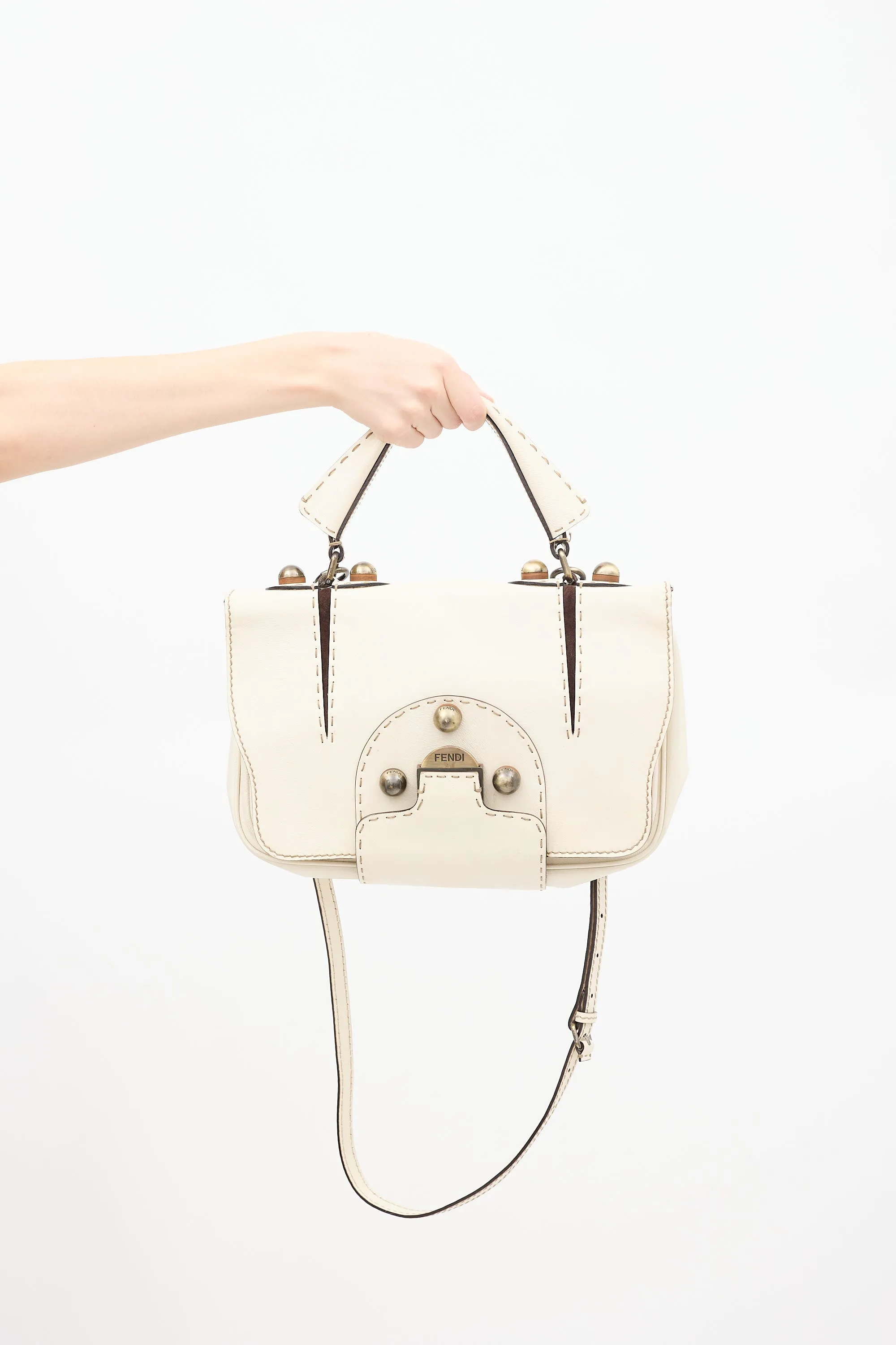 Cream & Brown Patent Leather F3 Secret Code Bag