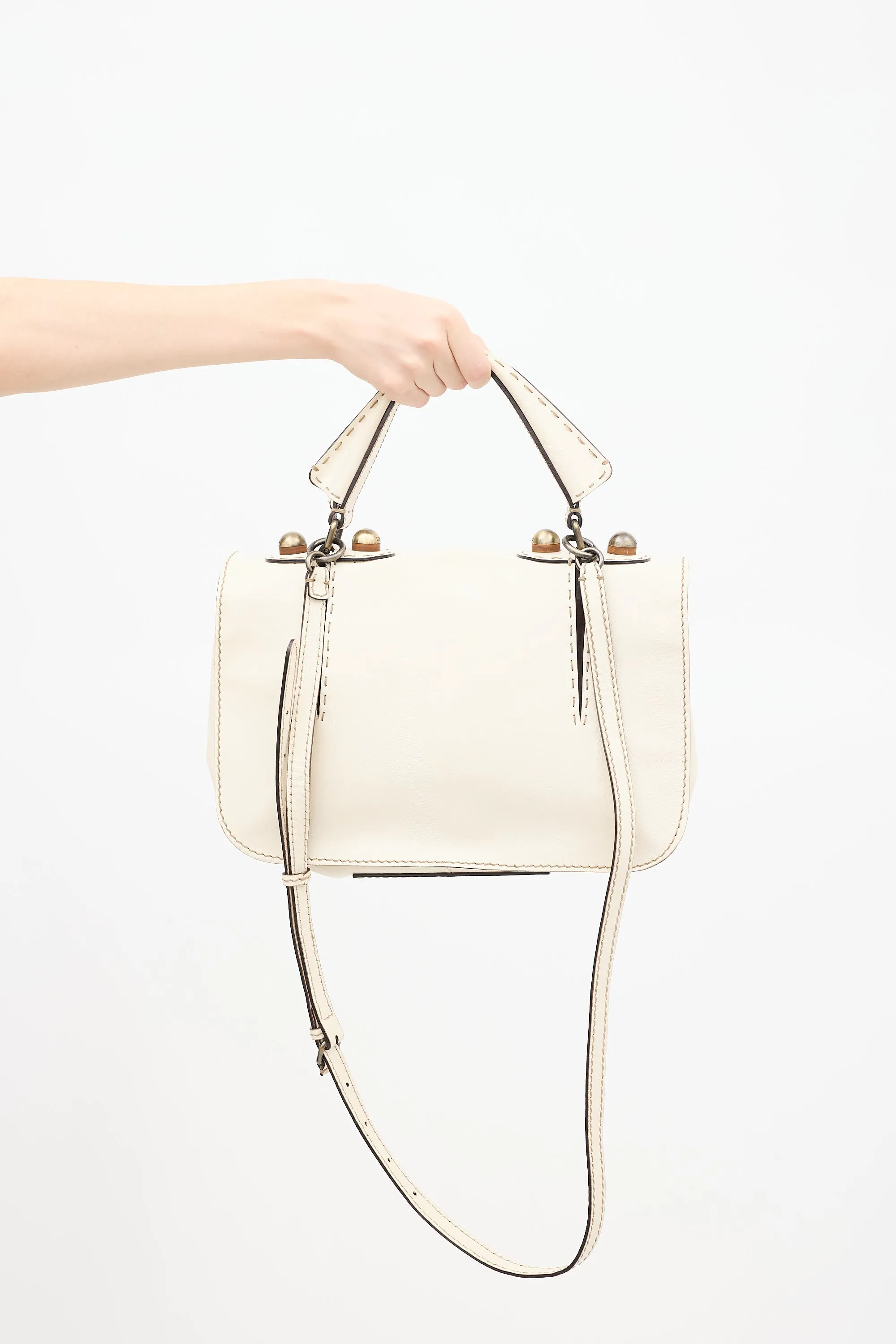 Cream & Brown Patent Leather F3 Secret Code Bag