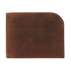 CTM® Men's Vintage Hunter Leather Curved Front Pocket Wallet