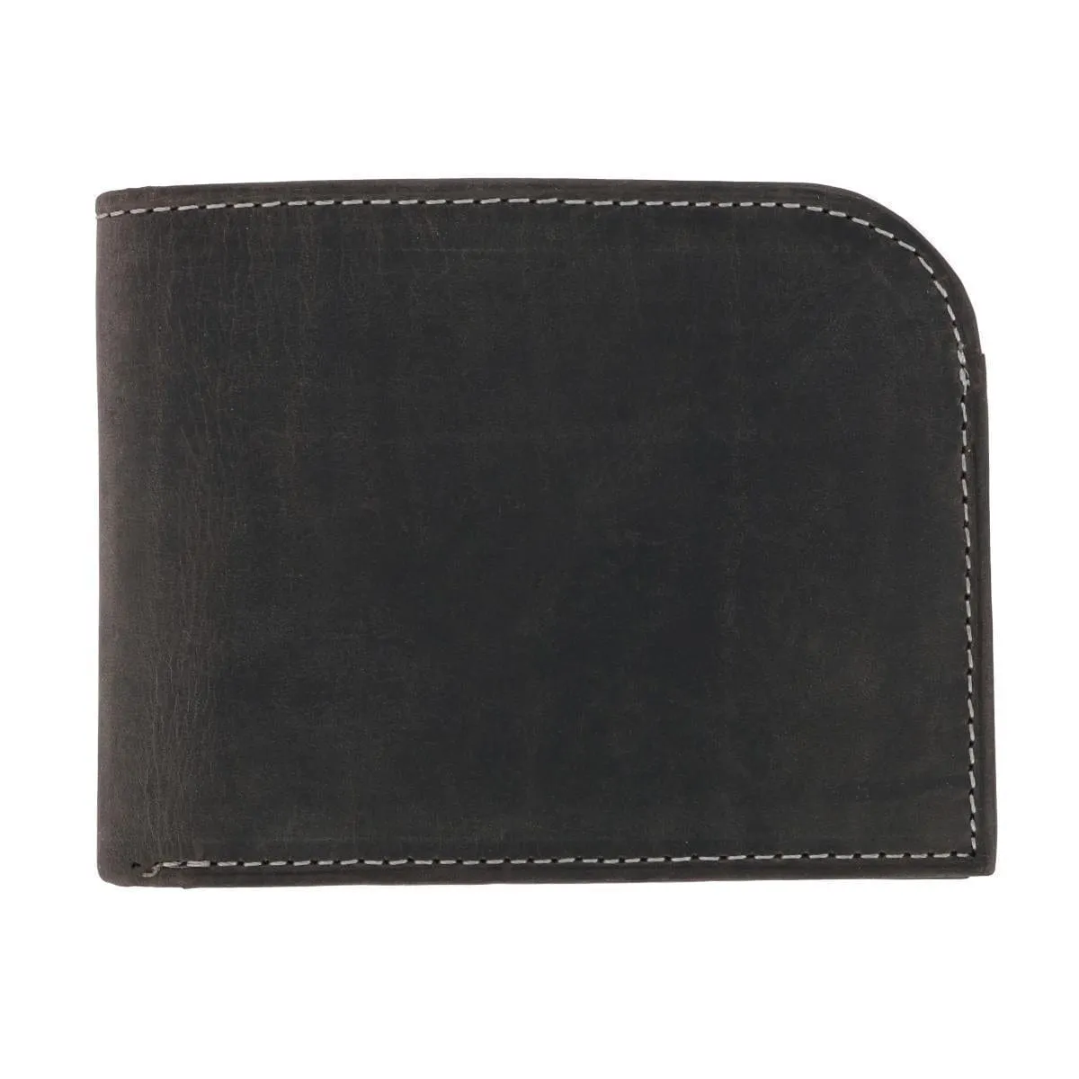 CTM® Men's Vintage Hunter Leather Curved Front Pocket Wallet