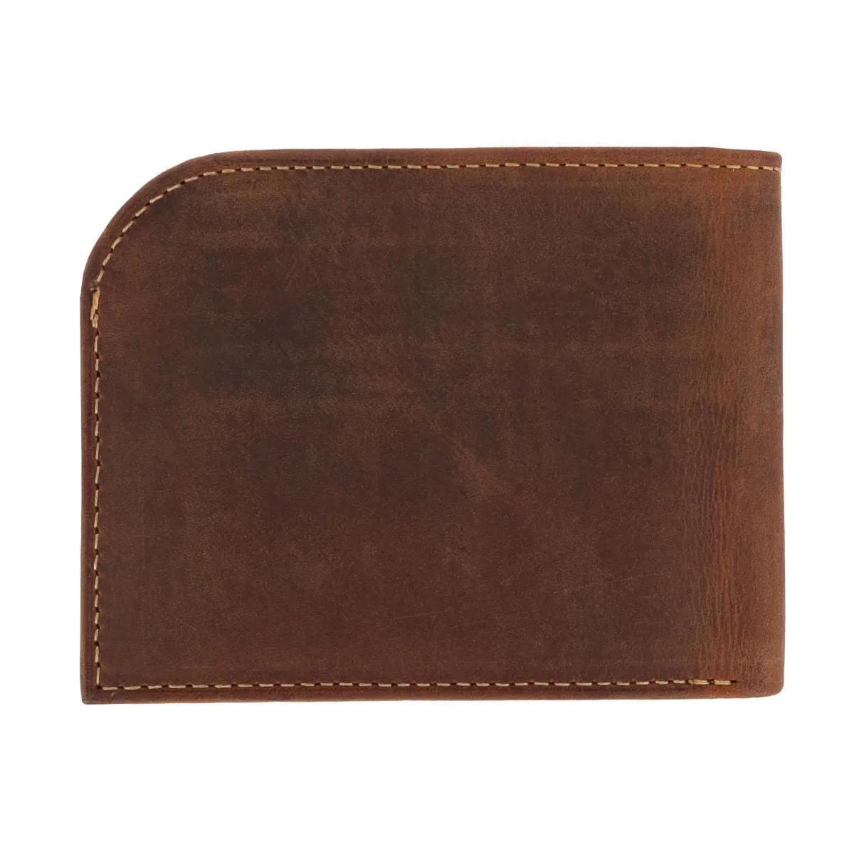 CTM® Men's Vintage Hunter Leather Curved Front Pocket Wallet