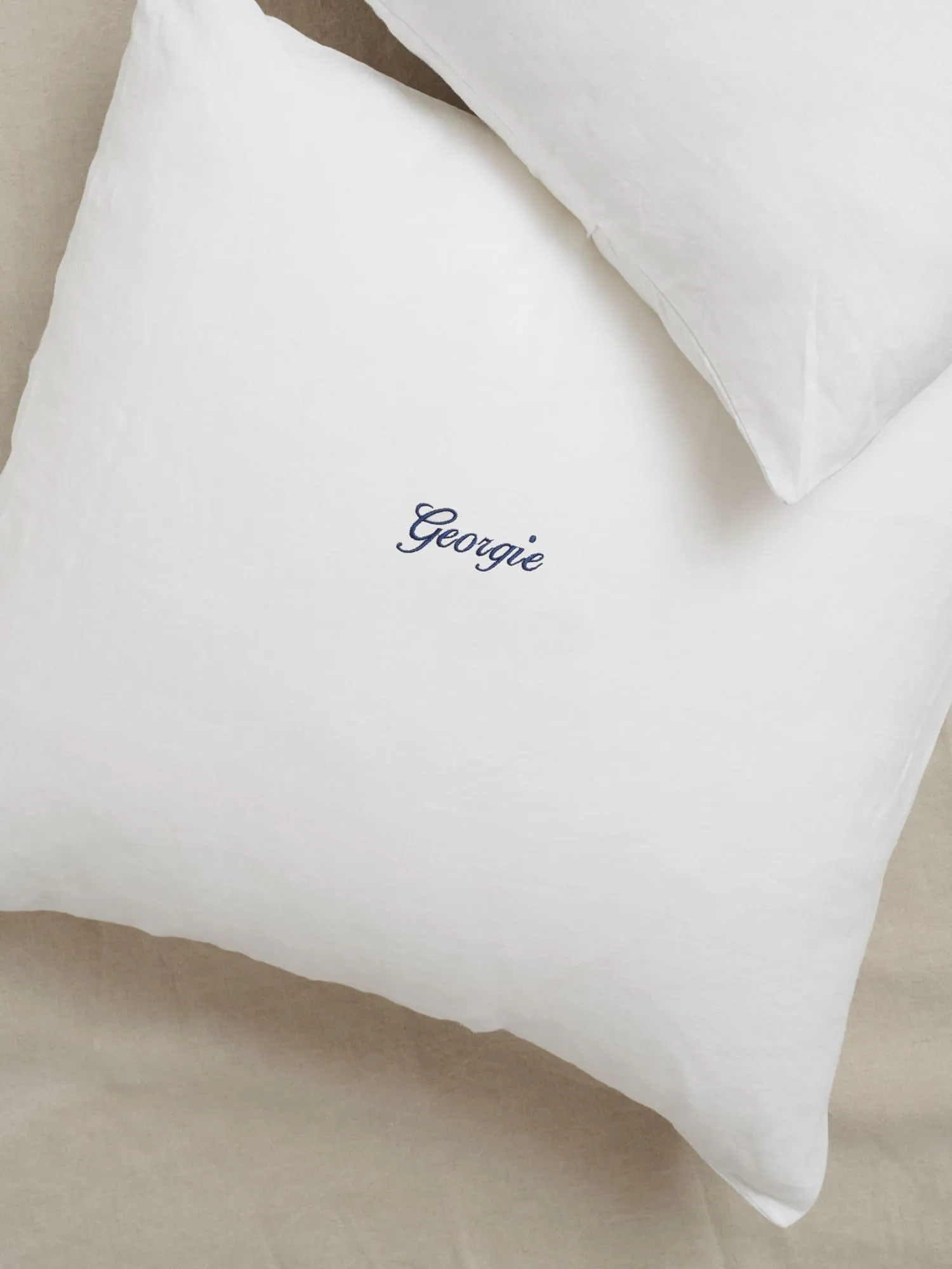 Custom European Linen Pillowcase set (of two) in White