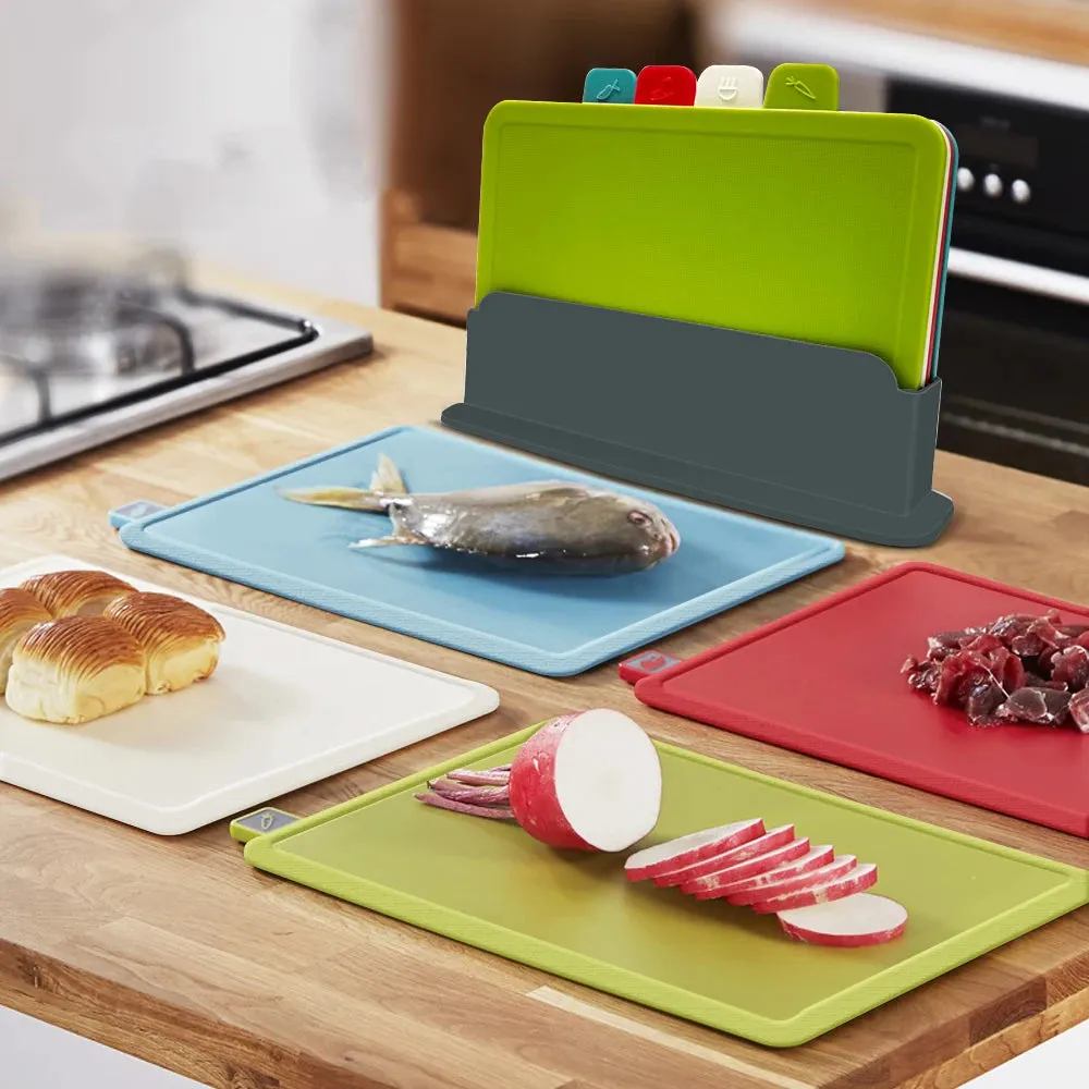 Cutting Boards with Holder 4pcs Sets Anti Bacterium Chopping Block