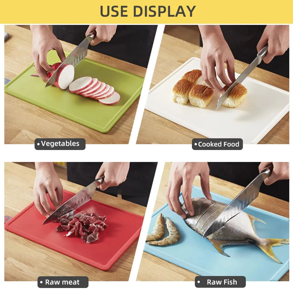 Cutting Boards with Holder 4pcs Sets Anti Bacterium Chopping Block