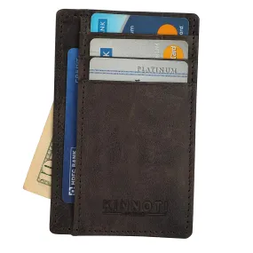 Dark Brown RFID Minimalist Slim Credit Card Holder With 3 Hidden Pockets