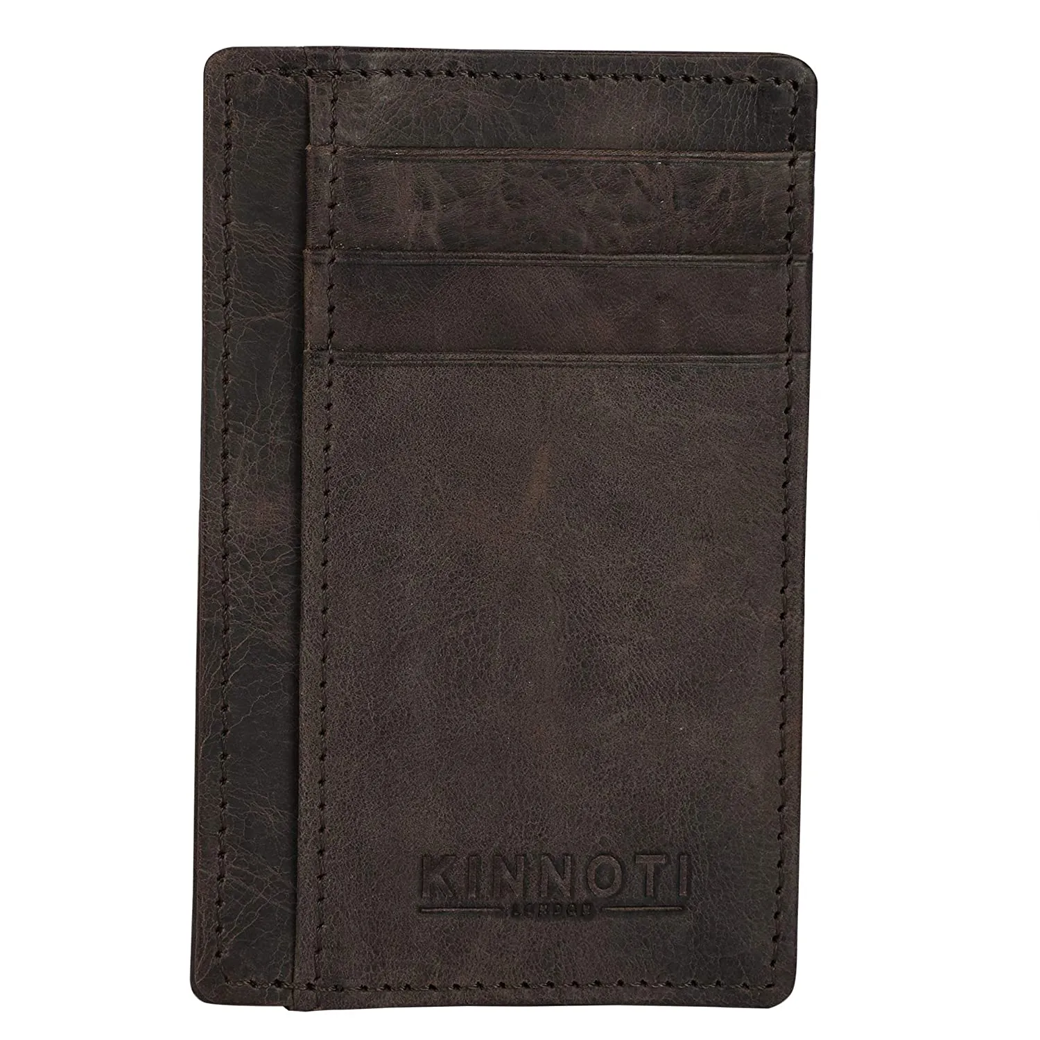 Dark Brown RFID Minimalist Slim Credit Card Holder With 3 Hidden Pockets