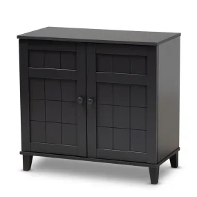 Dark Grey Finished 4-Shelf Wood Shoe Storage Cabinet - Stylish and Organized Entryway Solution