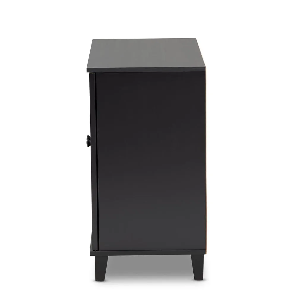 Dark Grey Finished 4-Shelf Wood Shoe Storage Cabinet - Stylish and Organized Entryway Solution