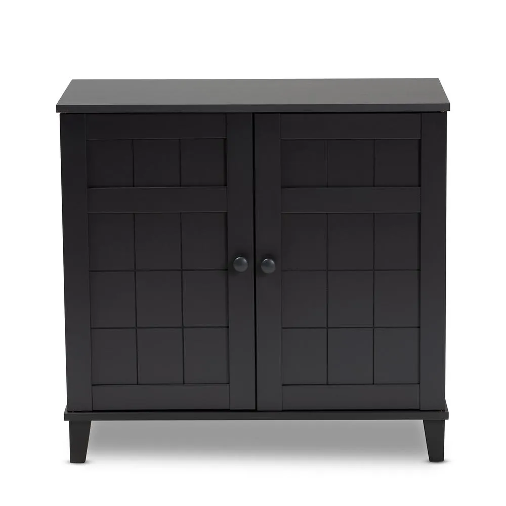 Dark Grey Finished 4-Shelf Wood Shoe Storage Cabinet - Stylish and Organized Entryway Solution