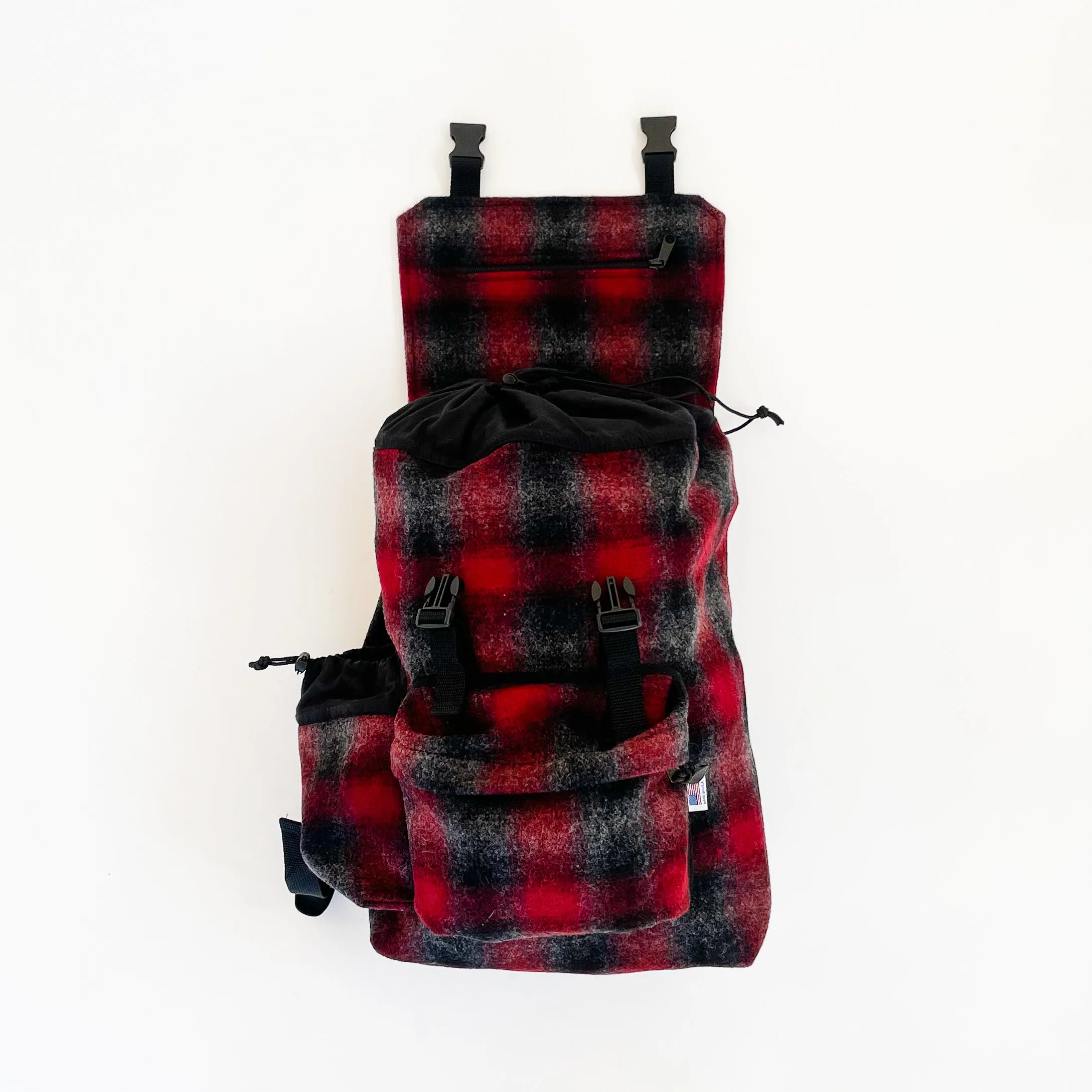 Day Pack - Red Black Gray Muted Plaid