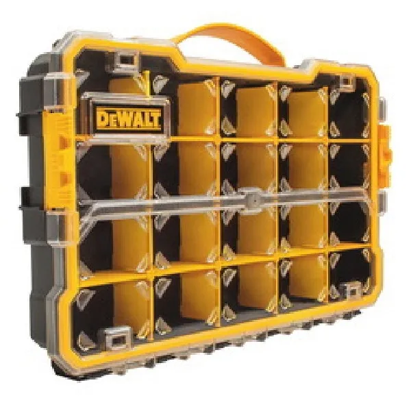 DeWALT DWST14830 Pro Organizer, 17-5/8 in L, 11 in W, 2-7/8 in H, 20-Compartment, Polycarbonate, Black/Yellow