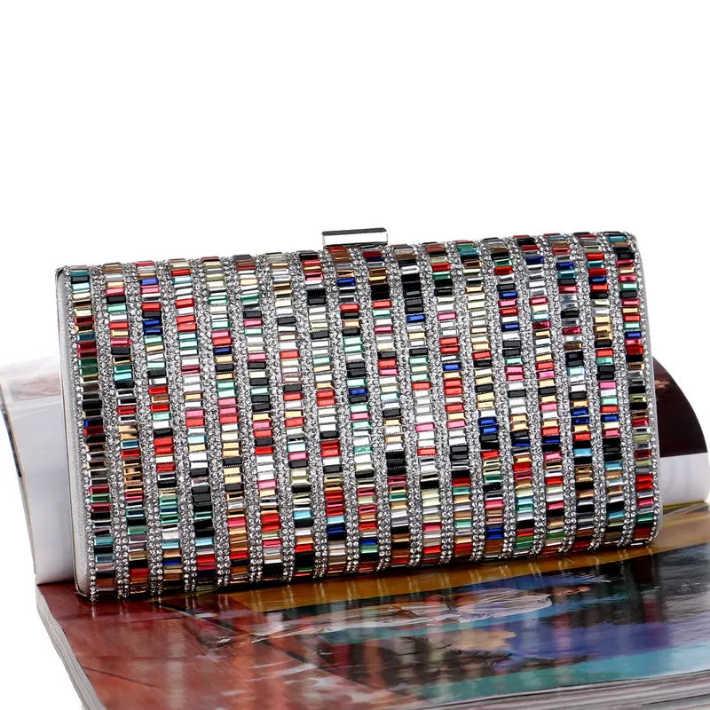 Dinner Dress Evening Dress Bag Ladies Hand Colorful Diamonds Small Square Bag women Clutch purse