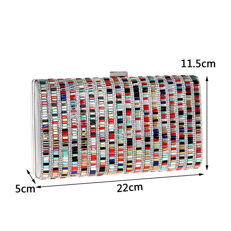 Dinner Dress Evening Dress Bag Ladies Hand Colorful Diamonds Small Square Bag women Clutch purse