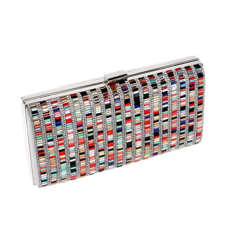 Dinner Dress Evening Dress Bag Ladies Hand Colorful Diamonds Small Square Bag women Clutch purse