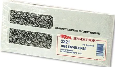 Double Window Tax Form Envelope For 1099 Interest Forms8-3/8X3-7/824/Pack