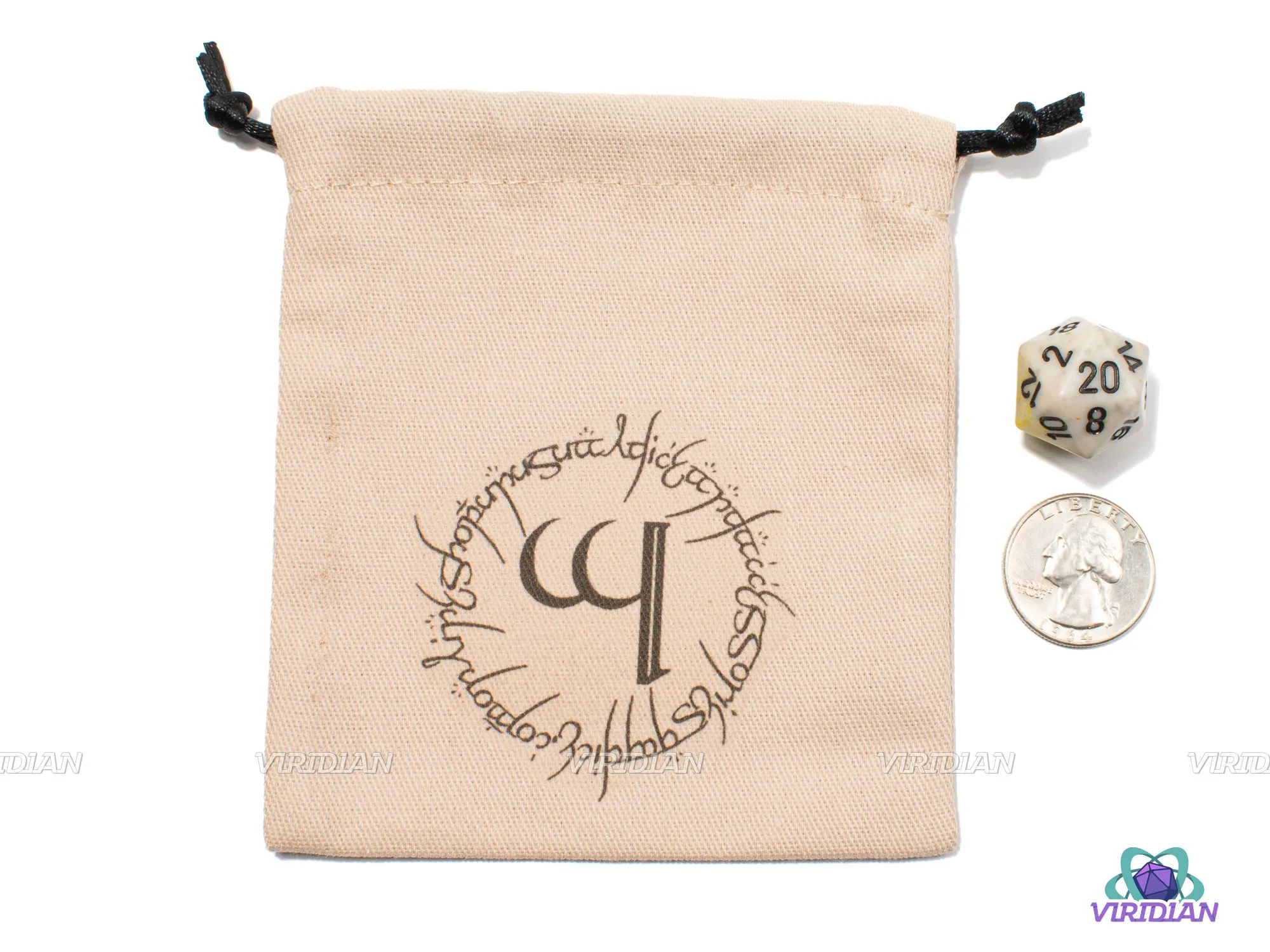 Elvish | Beige & Black Cotton Dice Bag | Q Workshop